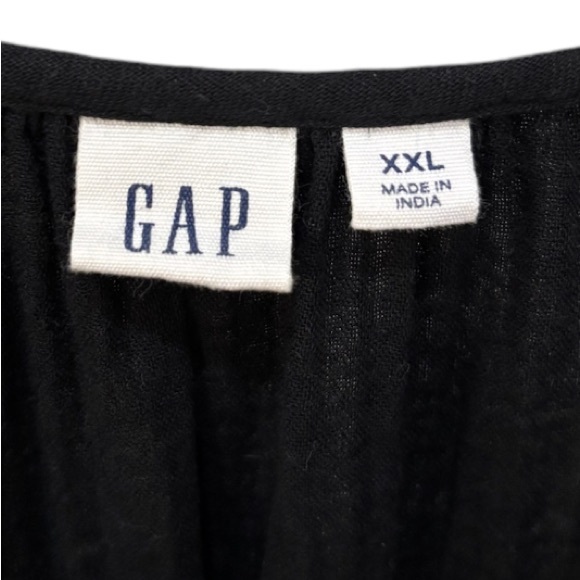 Ruffle Hem Tiered Dress Lightweight Flowy Gauze Neutral Black Gap Size XXL - Picture 16 of 16